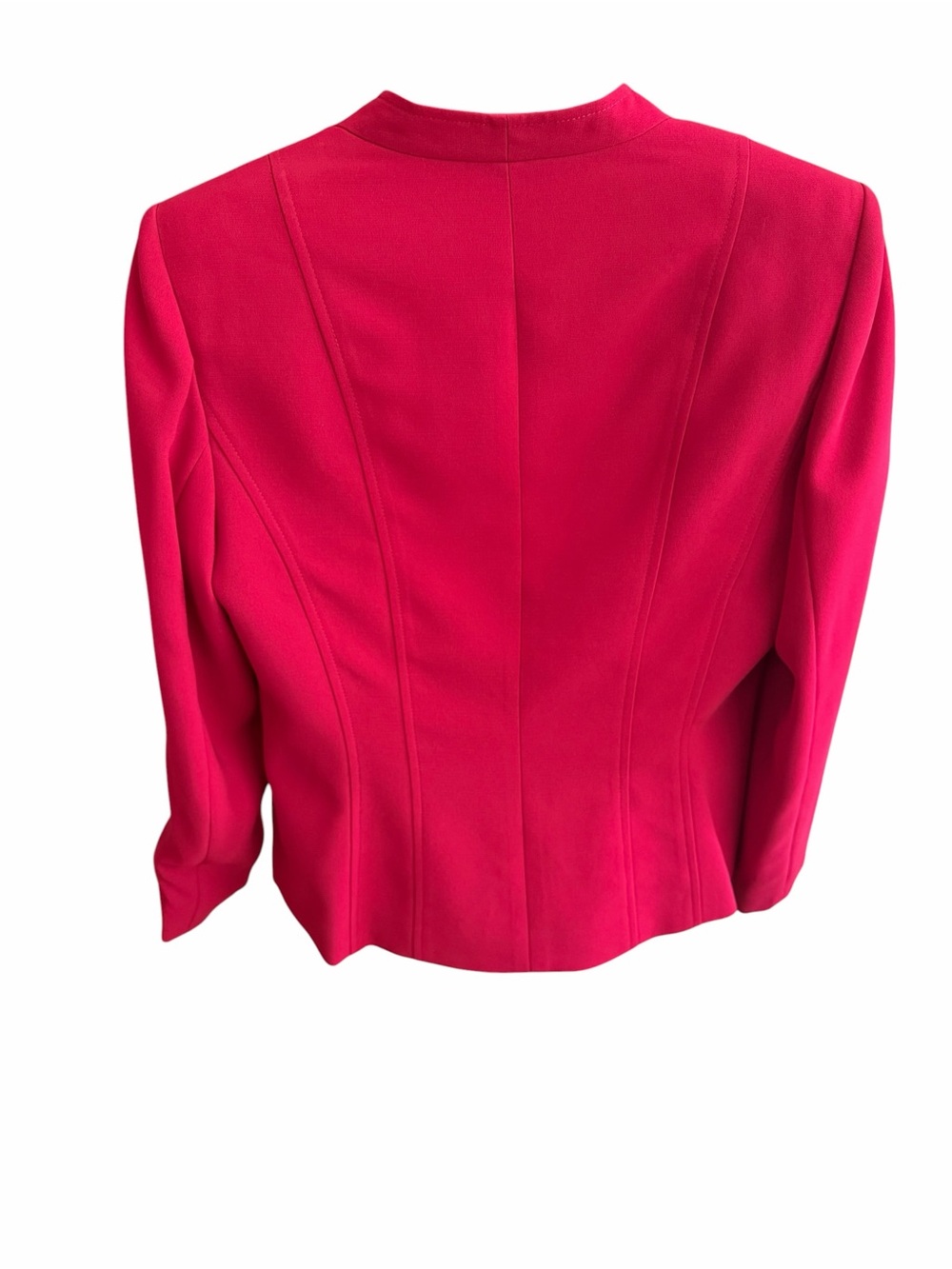 Le Suit Crimson Red Skirt Suit Set Size 10P Tailored Blazer Pencil Skirt Classic - Picture 4 of 12